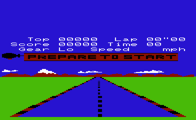 Pole Position Commodore VIC-20 Screenshot: Prepare for the qualifying race.