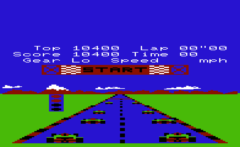 Pole Position Commodore VIC-20 Screenshot: Prepare to race!