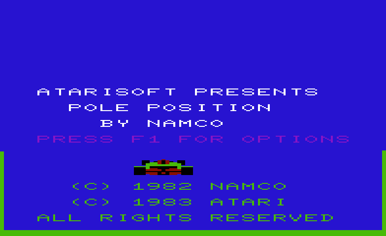 Pole Position Commodore VIC-20 Screenshot: Title screen.