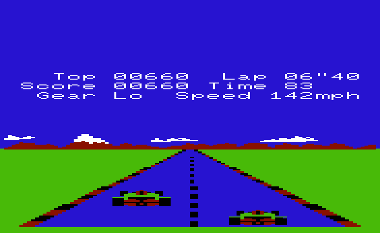 Pole Position Commodore VIC-20 Screenshot: Racing...