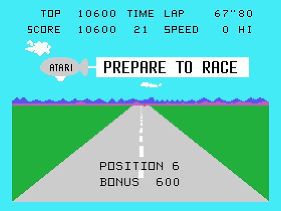 Pole Position TI-99/4A Screenshot: Prepare to race!