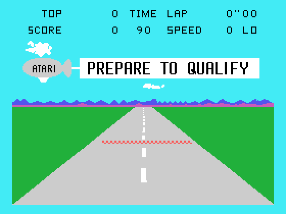 Pole Position TI-99/4A Screenshot: Prepare to qualify.