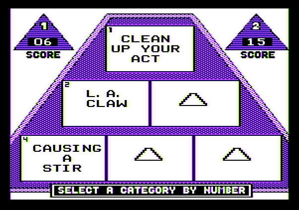 $100,000 Pyramid, The Apple II Screenshot: A few categories completed...