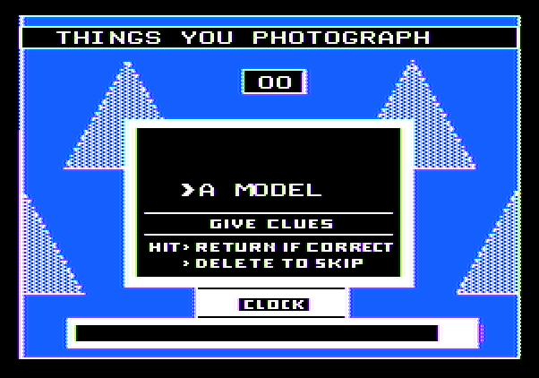 $100,000 Pyramid, The Apple II Screenshot: The clue is things you photograph...