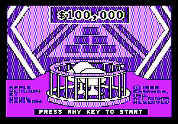 $100,000 Pyramid, The Apple II Screenshot: Title screen.