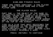 $100,000 Pyramid, The for Apple II - One of several instructions screens.