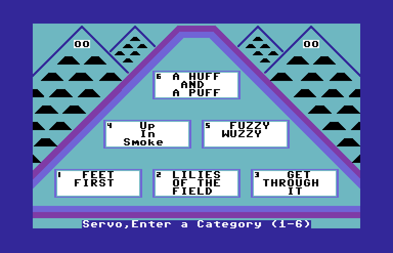 $100,000 Pyramid, The Commodore 64 Screenshot: Select a category.