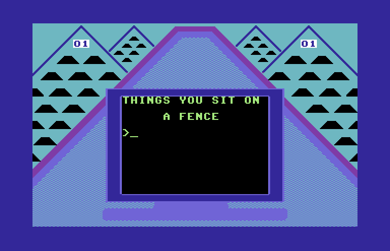 $100,000 Pyramid, The Commodore 64 Screenshot: Next, things you sit on...