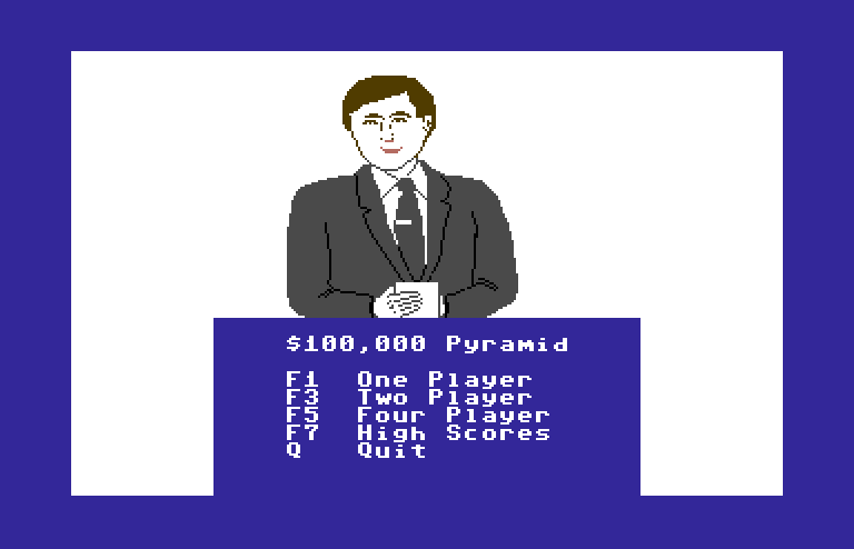 $100,000 Pyramid, The Commodore 64 Screenshot: Select a game option.