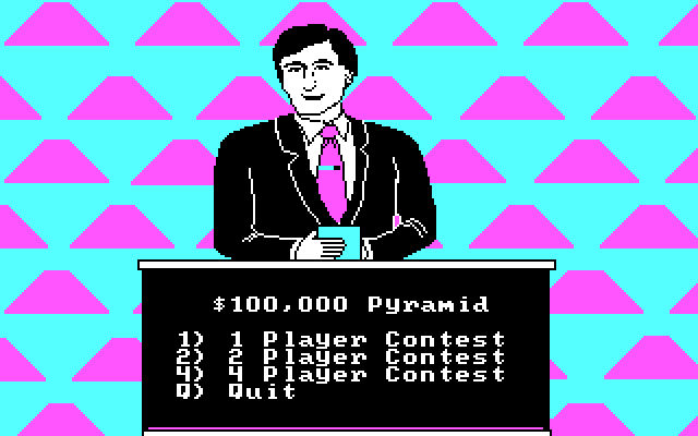 $100,000 Pyramid, The IBM PC/Compatibles Screenshot: Setting options for a new game.