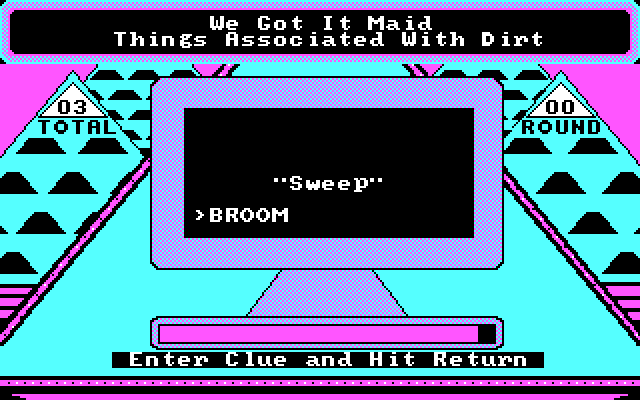 $100,000 Pyramid, The IBM PC/Compatibles Screenshot: Entering some clues...