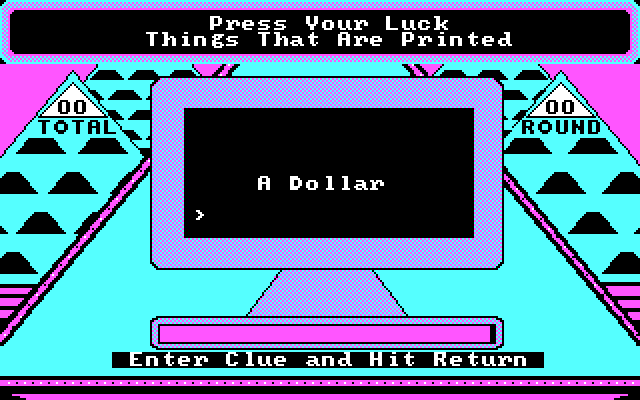 $100,000 Pyramid, The IBM PC/Compatibles Screenshot: Enter a clue...