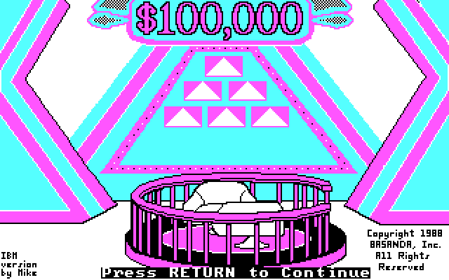 $100,000 Pyramid, The IBM PC/Compatibles Screenshot: Title screen.