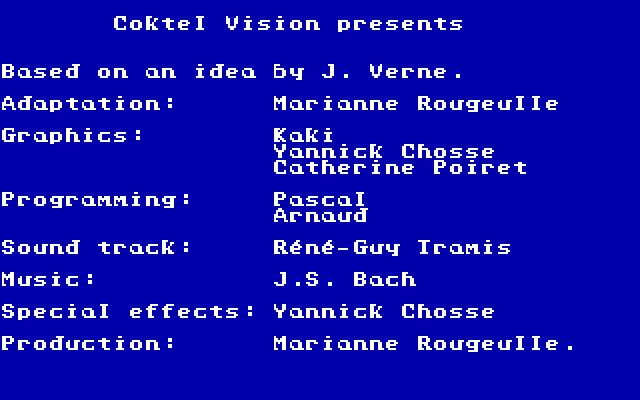 20,000 Leagues Under the Sea IBM PC/Compatibles Screenshot: Game credits.