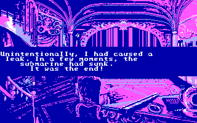 20,000 Leagues Under the Sea IBM PC/Compatibles Screenshot: Game over; this is one way to die...