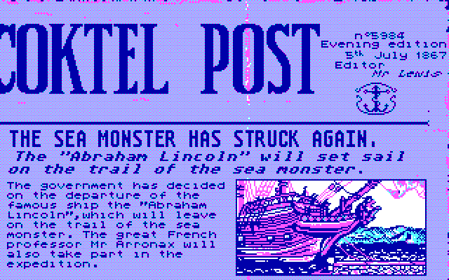 20,000 Leagues Under the Sea IBM PC/Compatibles Screenshot: The sea monster has struck again!