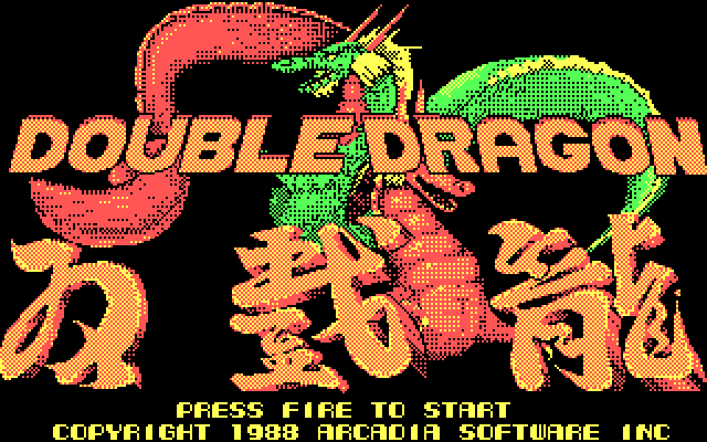 Double Dragon IBM PC/Compatibles Screenshot: Title screen.