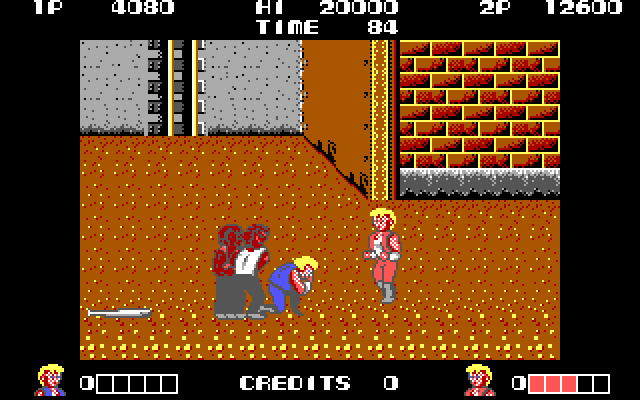 Double Dragon IBM PC/Compatibles Screenshot: Some tough characters...