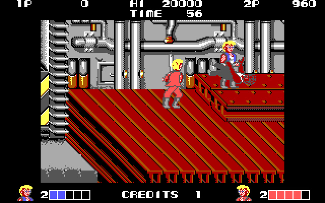 Double Dragon IBM PC/Compatibles Screenshot: An opponent knocked down!