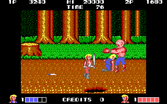 Double Dragon IBM PC/Compatibles Screenshot: This opponent is large and packs a mean punch...