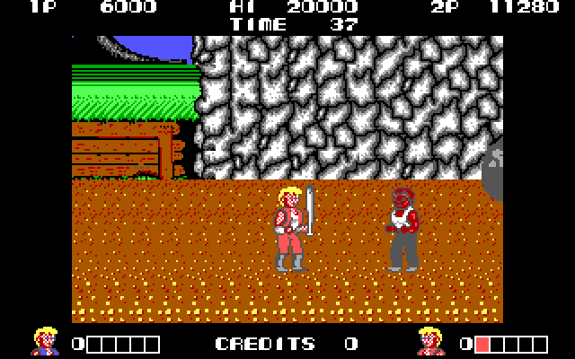 Double Dragon IBM PC/Compatibles Screenshot: One guy? Maybe he's tougher than he looks...