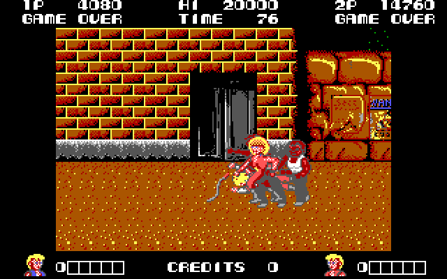 Double Dragon IBM PC/Compatibles Screenshot: Game over.