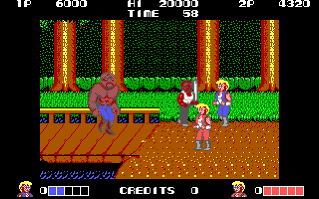 Double Dragon IBM PC/Compatibles Screenshot: Opponents with baseball bats are tough to defeat...