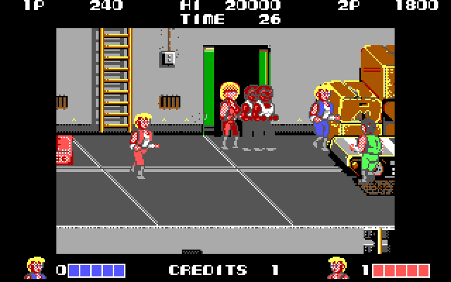Double Dragon IBM PC/Compatibles Screenshot: Numerous enemies appear from the door...