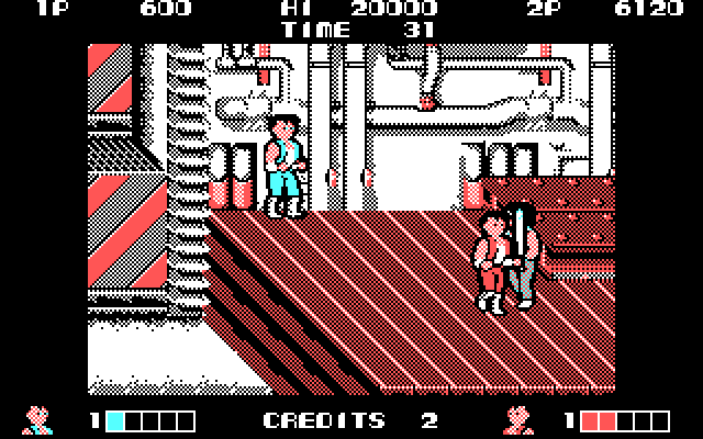 Double Dragon IBM PC/Compatibles Screenshot: Don't get hit by a baseball bat...