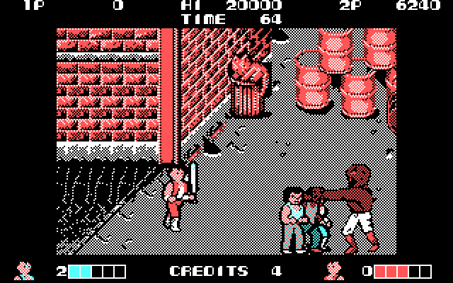 Double Dragon IBM PC/Compatibles Screenshot: I now have a baseball bat to attack with...