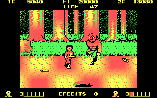 Double Dragon IBM PC/Compatibles Screenshot: Some opponents are larger than others...