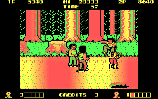 Double Dragon IBM PC/Compatibles Screenshot: Surrounded...as usual...