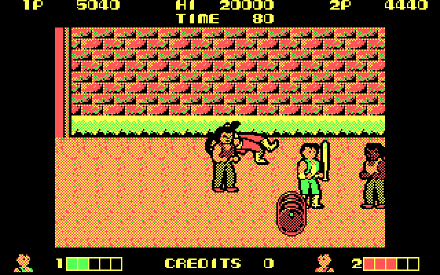 Double Dragon IBM PC/Compatibles Screenshot: Ouch, I've been knocked down!