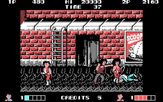 Double Dragon IBM PC/Compatibles Screenshot: Ouch, I've been knocked down...