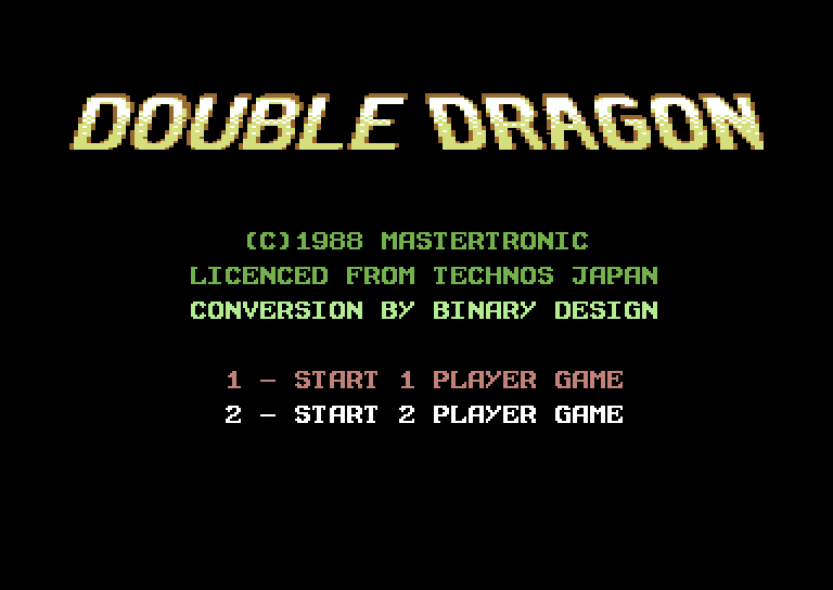 Double Dragon Commodore 64 Screenshot: Title screen.