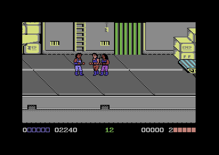 Double Dragon Commodore 64 Screenshot: Some opponents are tougher than others...