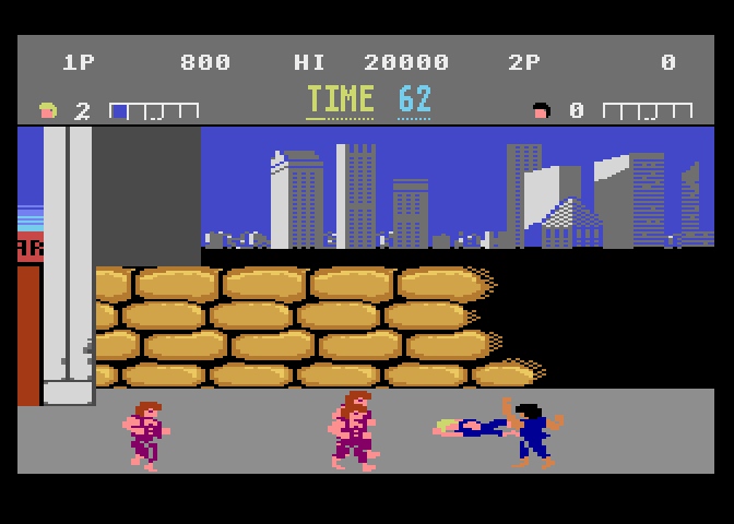 Double Dragon Atari 7800 Screenshot: I've been knocked down!