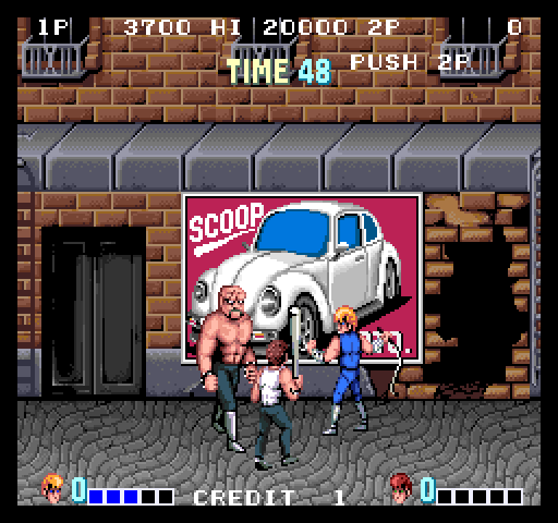 Double Dragon Arcade Screenshot: Slightly outnumbered here!