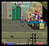 Double Dragon for Arcade - That conveyer belt knocks both you and opponents off of a ledge.