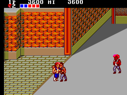Double Dragon Sega Master System Screenshot: Punch! I'm hit...