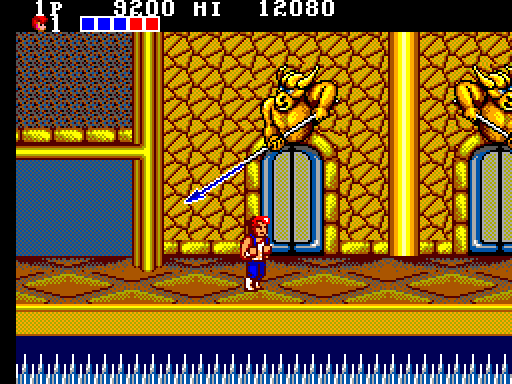 Double Dragon Sega Master System Screenshot: Don't get hit by the spears!