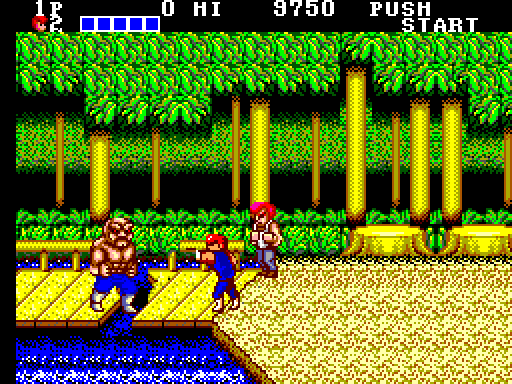 Double Dragon Sega Master System Screenshot: Facing off against some large opponents...
