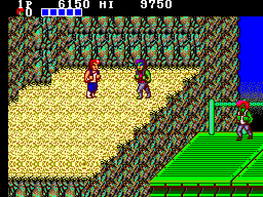 Double Dragon Sega Master System Screenshot: Heading towards a platform...