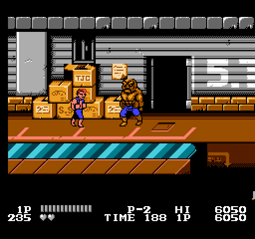 Double Dragon NES / Famicom Screenshot: The conveyor belt can either help or cause trouble...be careful!