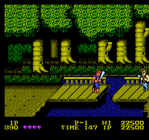 Double Dragon NES / Famicom Screenshot: Picked up the baseball bat...now on to the next opponent!