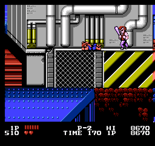 Double Dragon NES / Famicom Screenshot: Knocked down by a baseball bat!