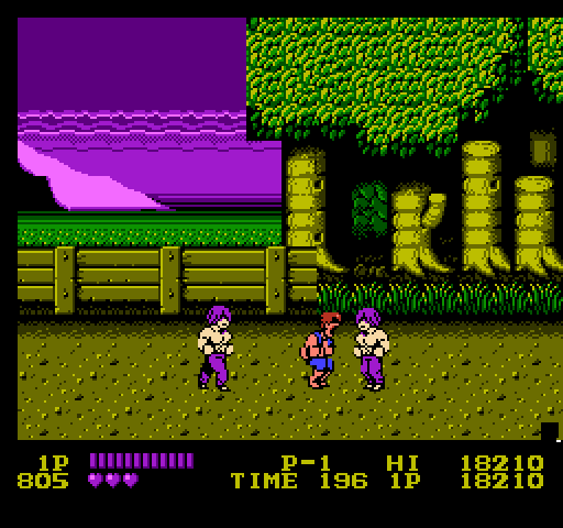 Double Dragon NES / Famicom Screenshot: I'm outnumbered by some tough opponents!