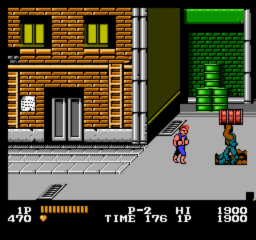 Double Dragon NES / Famicom Screenshot: This guy has a barrel, watch out!