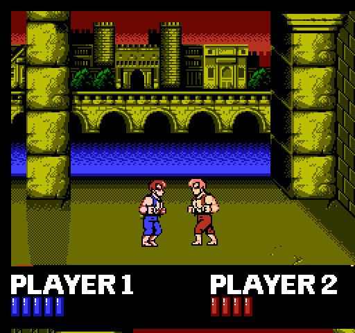 Double Dragon NES / Famicom Screenshot: Fighting in vs. mode.