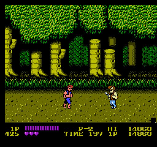 Double Dragon NES / Famicom Screenshot: Be careful, this guy has a knife!